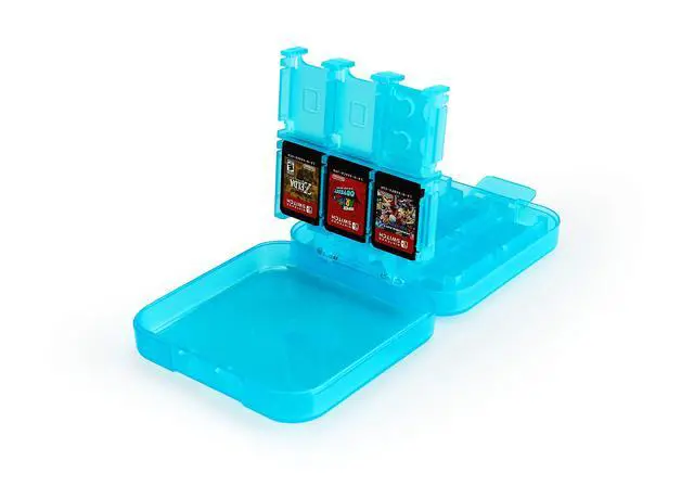 Alt view image 3 of 5 - Portable Game Storage Case for 24 Nintendo Switch Games, Game Card Slots, 3.4 x 3.4 x 1 Inches, Blue