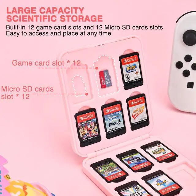Alt view image 3 of 7 - Game Card Case holder for Switch Lite/Switch/Switch OLED, Switch Game Cartridge Memory Card Portable Storage Box with 12 Game Card Slots and 12 Micro SD Card Slots-Brown Cat