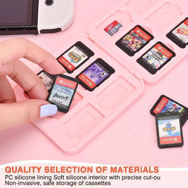 Alt view image 6 of 7 - Game Card Case holder for Switch Lite/Switch/Switch OLED, Switch Game Cartridge Memory Card Portable Storage Box with 12 Game Card Slots and 12 Micro SD Card Slots-Brown Cat