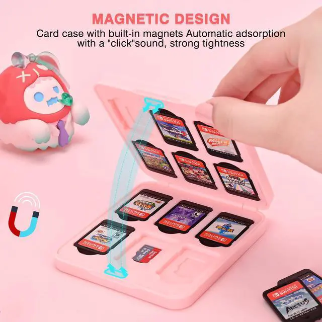Alt view image 5 of 7 - Game Card Case holder for Switch Lite/Switch/Switch OLED, Switch Game Cartridge Memory Card Portable Storage Box with 12 Game Card Slots and 12 Micro SD Card Slots-Brown Cat