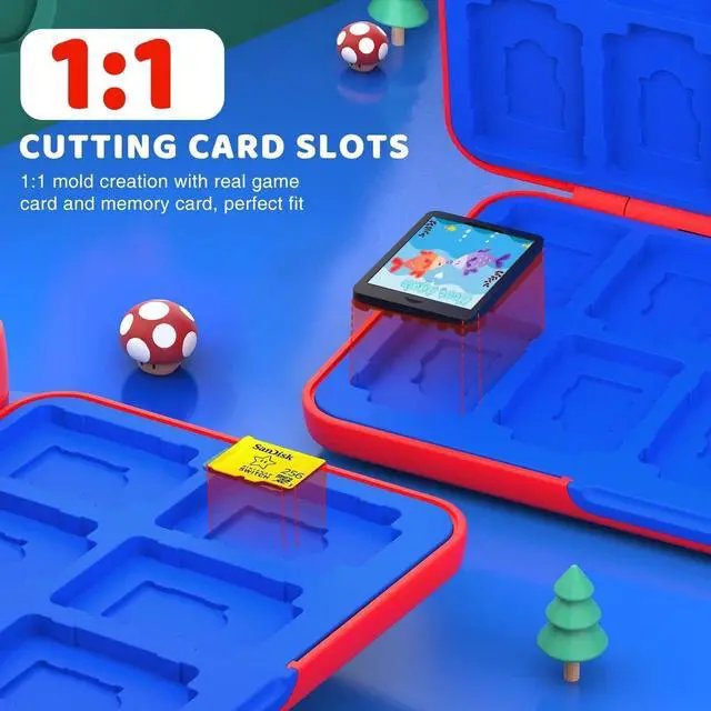 Alt view image 6 of 7 - Game Card Case Holder for Nitendo Switch/Switch 2(2025) - Hard Shell Cartridge Case with 24 Game Slots & 24 Micro SD Card Slots, Portable Protective Organizer Traveler, Red Blue