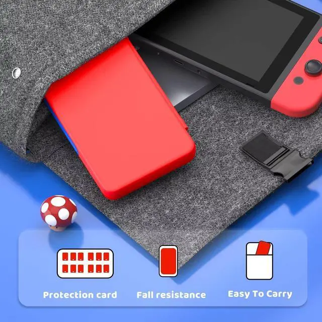 Alt view image 7 of 7 - Game Card Case Holder for Nitendo Switch/Switch 2(2025) - Hard Shell Cartridge Case with 24 Game Slots & 24 Micro SD Card Slots, Portable Protective Organizer Traveler, Red Blue