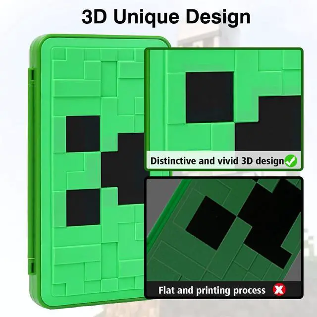 Alt view image 2 of 6 - Portable Game Card Case for Nintendo Switch 2/Switch/OLED/Lite/SD Cards, 24 Slots Switch Game Holder Pretty Cute Durable Cartridge Cases Hard Shell with Magenic Closure, Green