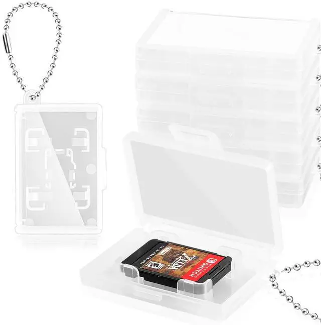 Main image of 10-Pack Mini Game Card Holders Compatible with Nintendo Switch Portable Storage Cases for Game Cartridges & Micro SD/TF Cards with Keychain
