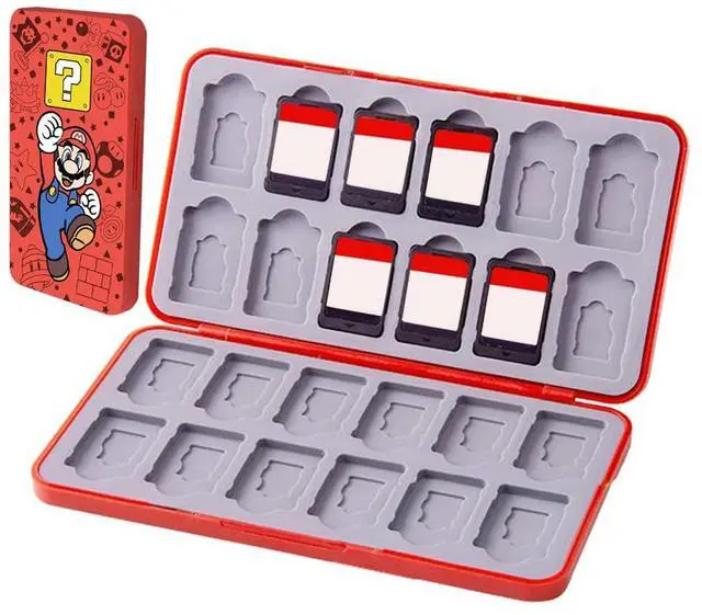Main image of Switch Game Card Case for Nintendo Switch 2/ Lite / OLED, Game Holder Cartridge Case for Game Cards and 48 SD Cards, Kawaii Portable Compact Storage Box (Red M, 24 Slots)