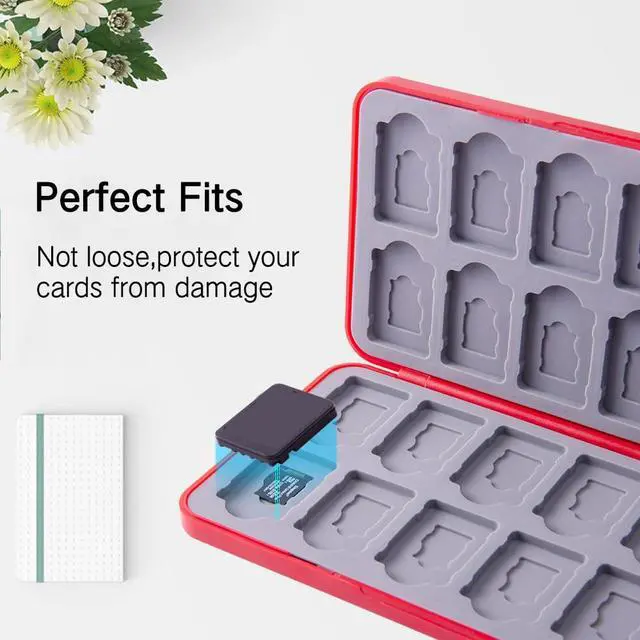 Alt view image 3 of 7 - Switch Game Card Case for Nintendo Switch 2/ Lite / OLED, Game Holder Cartridge Case for Game Cards and 48 SD Cards, Kawaii Portable Compact Storage Box (Red M, 24 Slots)