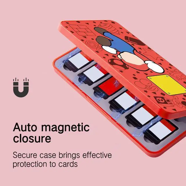 Alt view image 4 of 7 - Switch Game Card Case for Nintendo Switch 2/ Lite / OLED, Game Holder Cartridge Case for Game Cards and 48 SD Cards, Kawaii Portable Compact Storage Box (Red M, 24 Slots)