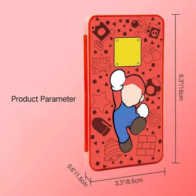 Alt view image 6 of 7 - Switch Game Card Case for Nintendo Switch 2/ Lite / OLED, Game Holder Cartridge Case for Game Cards and 48 SD Cards, Kawaii Portable Compact Storage Box (Red M, 24 Slots)