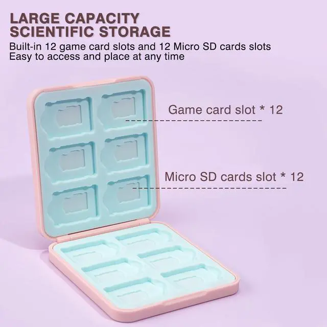 Alt view image 3 of 7 - Cute Fox Game Case For Switch Lite / Switch / Switch OLED, 12 Slots Game Cards Holder and 12 Micro SD Card Slots, Portable Game Card Storage Cartridge Box