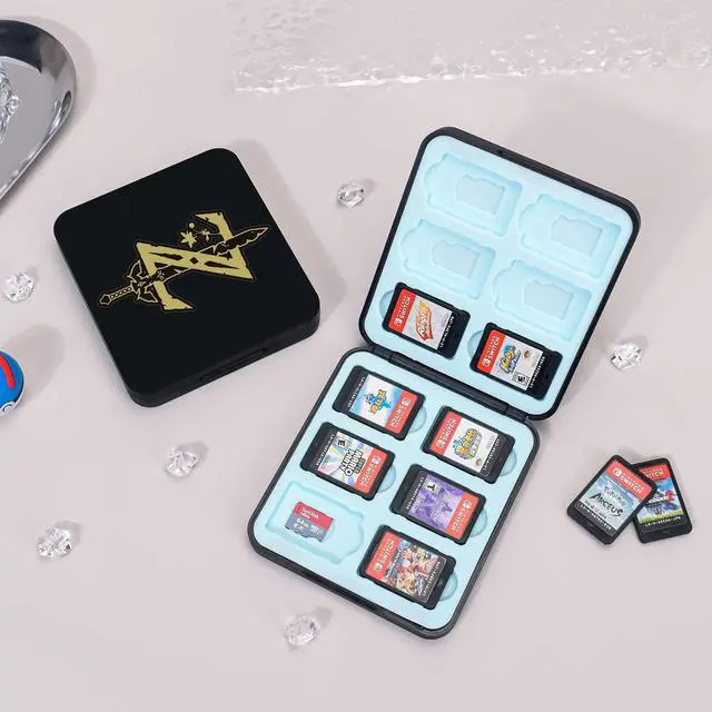 Alt view image 2 of 7 - Zelda Sword Game Case for Switch Lite/Switch/Switch OLED, 12 Slots Game Cards Holder and 12 Micro SD Card Slots, Cartoon Portable Game Card Storage Cartridge Box -- Black