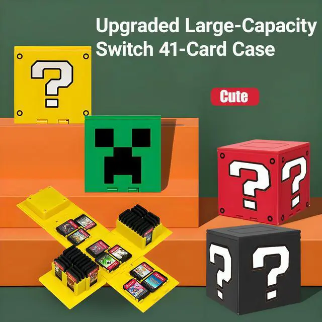 Alt view image 2 of 7 - Switch 2 Game Case Compatible with Nintendo Switch 2 & Switch & Oled & Lite Cartridges, 41 Slots Foldable Switch Game Holder Portable Cute Game Card Storage Box Cube, Retro Gift Yellow