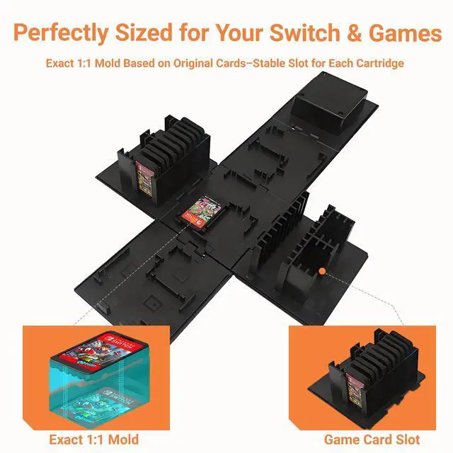 Alt view image 4 of 7 - Switch 2 Game Case Compatible with Nintendo Switch 2 & Switch & Oled & Lite Cartridges, 41 Slots Foldable Switch Game Holder Portable Cute Game Card Storage Box Cube, Retro Gift Yellow