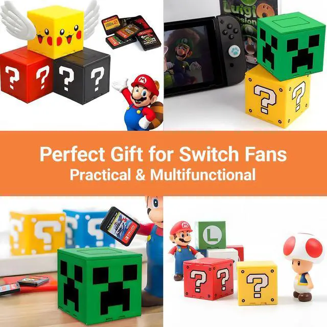 Alt view image 7 of 7 - Switch 2 Game Case Compatible with Nintendo Switch 2 & Switch & Oled & Lite Cartridges, 41 Slots Foldable Switch Game Holder Portable Cute Game Card Storage Box Cube, Retro Gift Yellow
