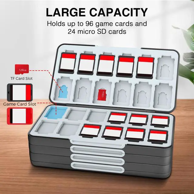 Alt view image 2 of 7 - Game Card Case Holder Compatible with Nintendo Switch 2/Switch OLED,Portable Switch Lite Game Card Storage with 96 Game Card Slots and 24 Micro SD Card Slots
