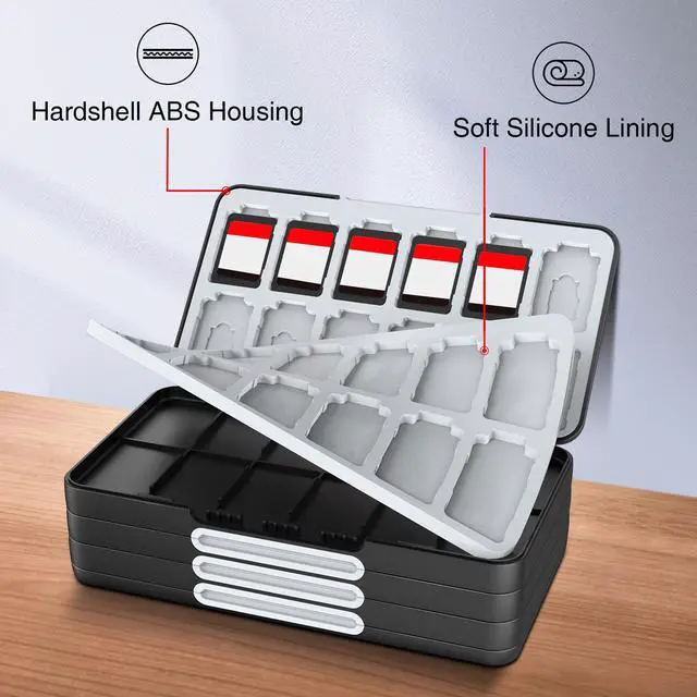 Alt view image 4 of 7 - Game Card Case Holder Compatible with Nintendo Switch 2/Switch OLED,Portable Switch Lite Game Card Storage with 96 Game Card Slots and 24 Micro SD Card Slots