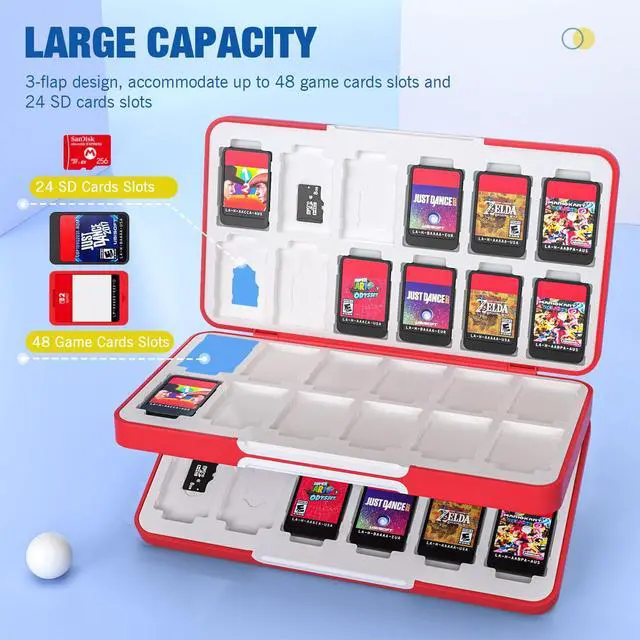 Alt view image 2 of 7 - 48 Game Card Case Compatible with Nintendo Switch 2/Switch OLED/Lite