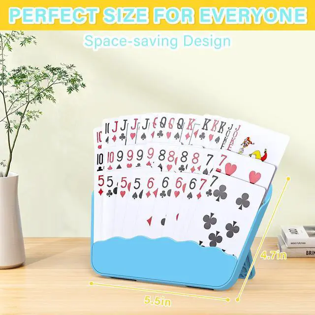 Alt view image 7 of 7 - Card Holders for Playing Cards - 4 Pack Playing Card Holder w/Foldable Stand for Stocking Stuffers, Travel Games, Seniors, Little Hand or Arthritis Hand, UNO, Poker, for Holidays Game Night