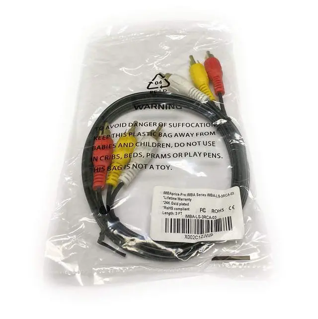 Alt view image 4 of 6 - 3FT RCA M/Mx3 Audio/Video Cable Gold Plated - Audio Video RCA Stereo Cable 3ft