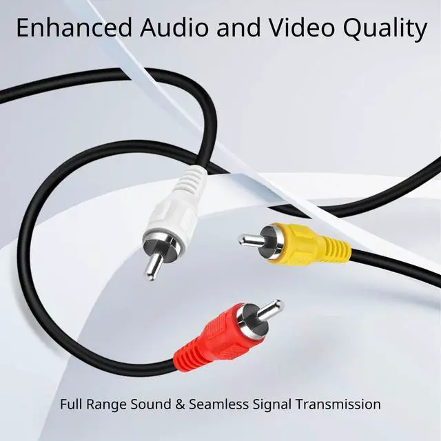 Alt view image 2 of 6 - 3 RCA AV Cable, 6 ft Male-to-Male Composite Audio Video Cord for TV