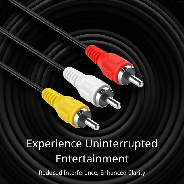 Alt view image 4 of 6 - 3 RCA AV Cable, 6 ft Male-to-Male Composite Audio Video Cord for TV