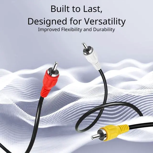 Alt view image 3 of 6 - 3 RCA AV Cable, 6 ft Male-to-Male Composite Audio Video Cord for TV