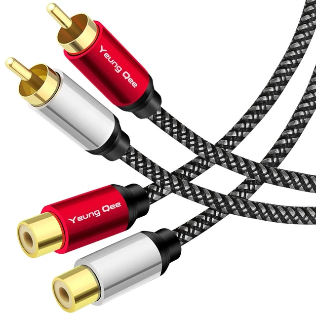 Alt view image 2 of 6 - 2RCA Male to 2RCA Female Extension Cable 20 ft, 2 RCA Extension Cable Nylon Braid 2 RCA Male to 2 RCA Female Stereo Audio Extension Cord (20FT/6M)