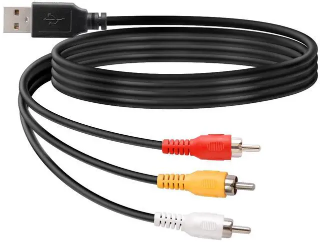 Main image of USB to 3RCA Cable, 1.5m/5ft USB Male to 3 RCA Male Jack Splitter Audio Video AV Composite Adapter Cord for USB-Enabled TVs and PCs