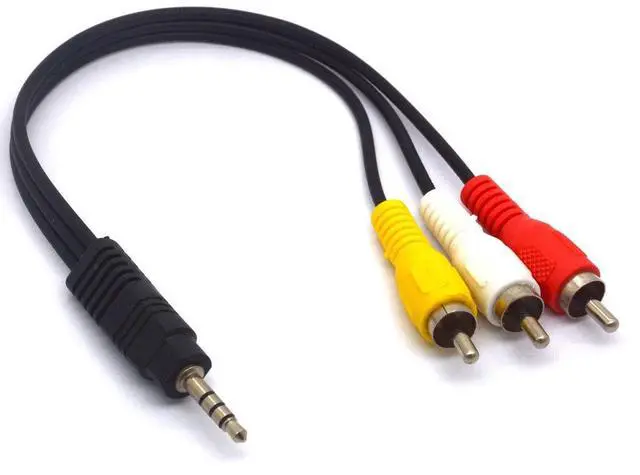 Main image of 4 Pole 3.5mm TRRS Male to 3 RCA Male Plug Stereo Cord (25cm)