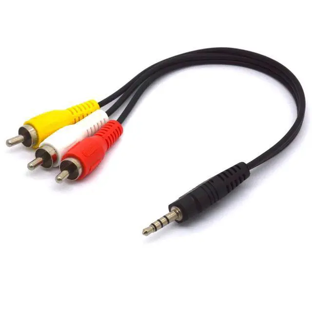 Alt view image 2 of 4 - 4 Pole 3.5mm TRRS Male to 3 RCA Male Plug Stereo Cord (25cm)