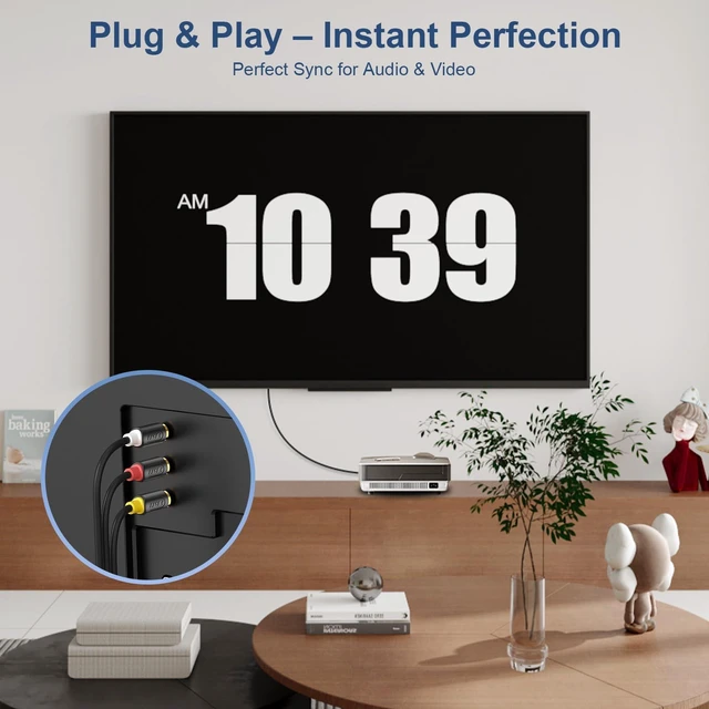 Alt view image 5 of 7 - 3.5mm to RCA AV Cable, Audio/Video Transmission, 1/8" TRRS to 3 RCA Male Plug AUX Cable Cord, Compatible with Sony TV, DVD Player, Camcorder, Handycam, 5 ft (Pack of 2)