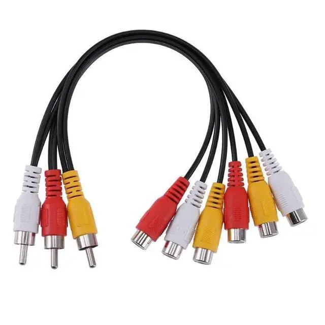 Alt view image 2 of 7 - 3RCA AV Audio Video Splitter Cable 1 in 2 Out 3 Male 6 Female 25cm DVD Player Game Console External TV Projector Monitor Adapter Converter