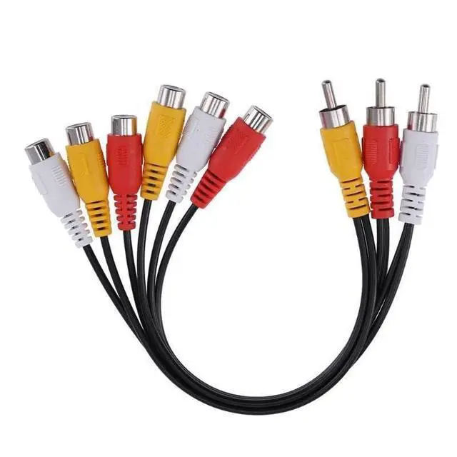 Alt view image 3 of 7 - 3RCA AV Audio Video Splitter Cable 1 in 2 Out 3 Male 6 Female 25cm DVD Player Game Console External TV Projector Monitor Adapter Converter
