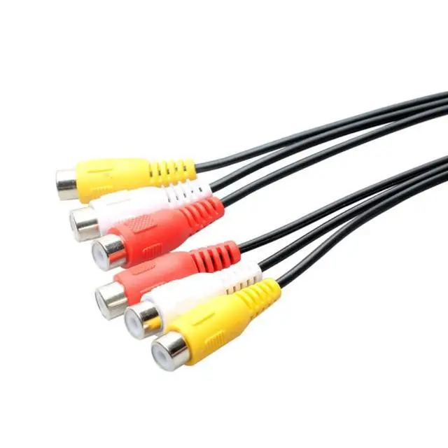 Alt view image 6 of 7 - 3RCA AV Audio Video Splitter Cable 1 in 2 Out 3 Male 6 Female 25cm DVD Player Game Console External TV Projector Monitor Adapter Converter