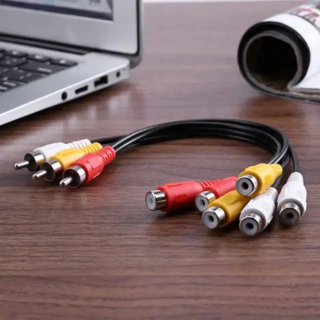 Alt view image 7 of 7 - 3RCA AV Audio Video Splitter Cable 1 in 2 Out 3 Male 6 Female 25cm DVD Player Game Console External TV Projector Monitor Adapter Converter