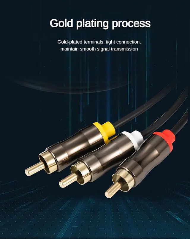 Alt view image 2 of 7 - 3RCA to 3RCA Cable 10ft, Gold Plated 3RCA AV Cable, High Performance Audio Video Cable for Home Theater, DVD Player, HDTV, Subwoofer - 3m/10ft, Shielded, Lossless Transmission, TPE Jacket