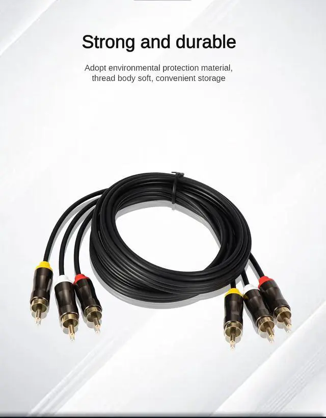 Alt view image 5 of 7 - 3RCA to 3RCA Cable 10ft, Gold Plated 3RCA AV Cable, High Performance Audio Video Cable for Home Theater, DVD Player, HDTV, Subwoofer - 3m/10ft, Shielded, Lossless Transmission, TPE Jacket