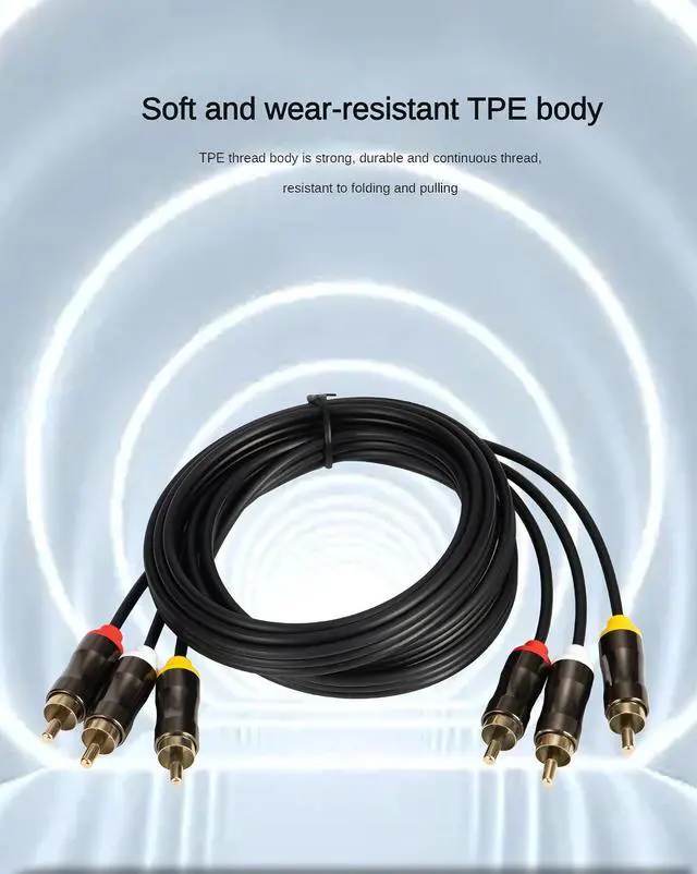 Alt view image 4 of 7 - 3RCA to 3RCA Cable 10ft, Gold Plated 3RCA AV Cable, High Performance Audio Video Cable for Home Theater, DVD Player, HDTV, Subwoofer - 3m/10ft, Shielded, Lossless Transmission, TPE Jacket