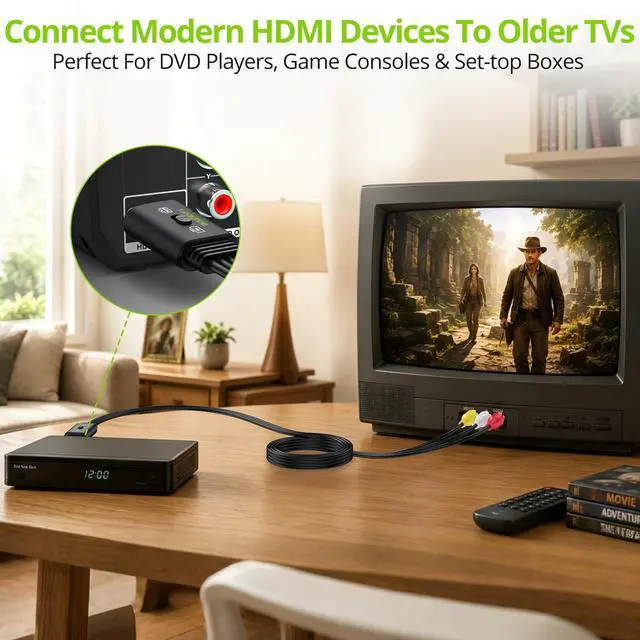 Alt view image 2 of 7 - HDMI Male to 3RCA Male Converter Cable, 1080P PAL/NTSC Supported