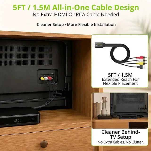 Alt view image 3 of 7 - HDMI Male to 3RCA Male Converter Cable, 1080P PAL/NTSC Supported