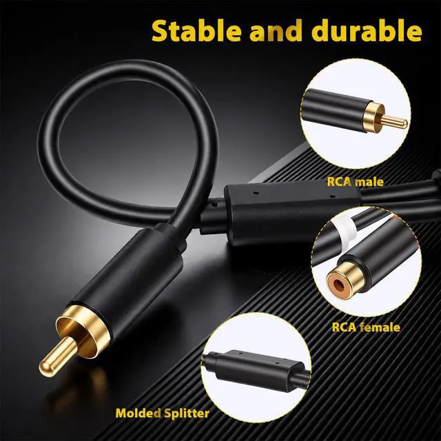 Alt view image 4 of 7 - 1 Male to 2 Female RCA Splitter, RCA Y Cable (0.98ft/30cm)