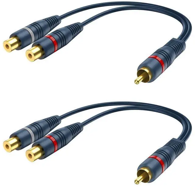 Main image of 2 Packs RCA Y Splitter Cable 1 Male to 2 Female, 0.2m/8inch RCA Splitter Adapter Cable, Audio Video Y Adapter for Subwoofer, Speaker, Home Theater, Amplifierr