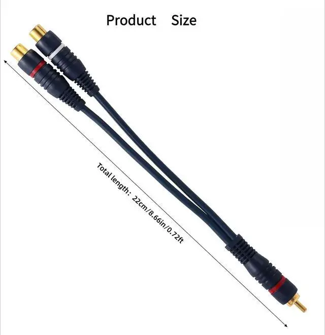 Alt view image 2 of 7 - 2 Packs RCA Y Splitter Cable 1 Male to 2 Female, 0.2m/8inch RCA Splitter Adapter Cable, Audio Video Y Adapter for Subwoofer, Speaker, Home Theater, Amplifierr
