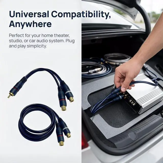 Alt view image 4 of 7 - 2 Packs RCA Y Splitter Cable 1 Male to 2 Female, 0.2m/8inch RCA Splitter Adapter Cable, Audio Video Y Adapter for Subwoofer, Speaker, Home Theater, Amplifierr