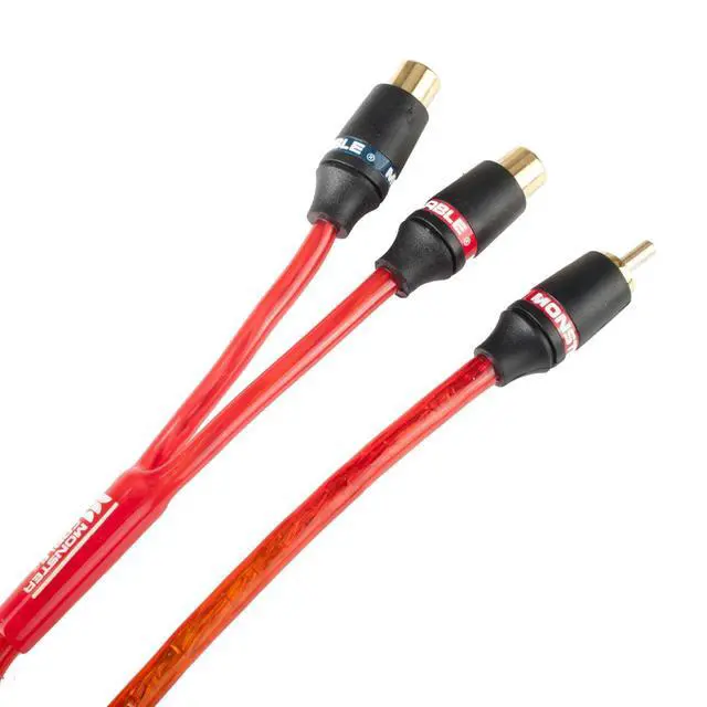 Alt view image 2 of 3 - Monster RCA Male to 2 RCA Female Audio Speaker Adapter Y Splitter Cable