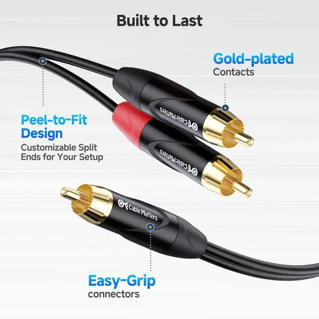 Alt view image 5 of 7 - RCA Splitter Cable 1 Male to 2 Male, 6ft