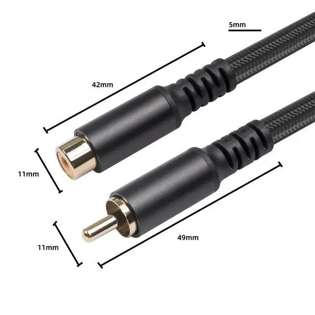Alt view image 3 of 7 - RCA Extension Audio Cable Male to Famale, RCA Stereo Audio Cable Hi-Fi Sound Gold Plated Copper Shell Nylon-Braided(10 Feet)