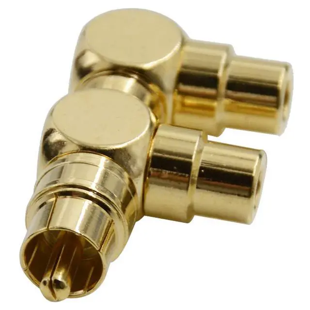 Alt view image 2 of 4 - 2PCS RCA Splitter Adapter Male to Two Female Right Angle Plug Audio Video Connector Copper Gold Plated AV Splitter