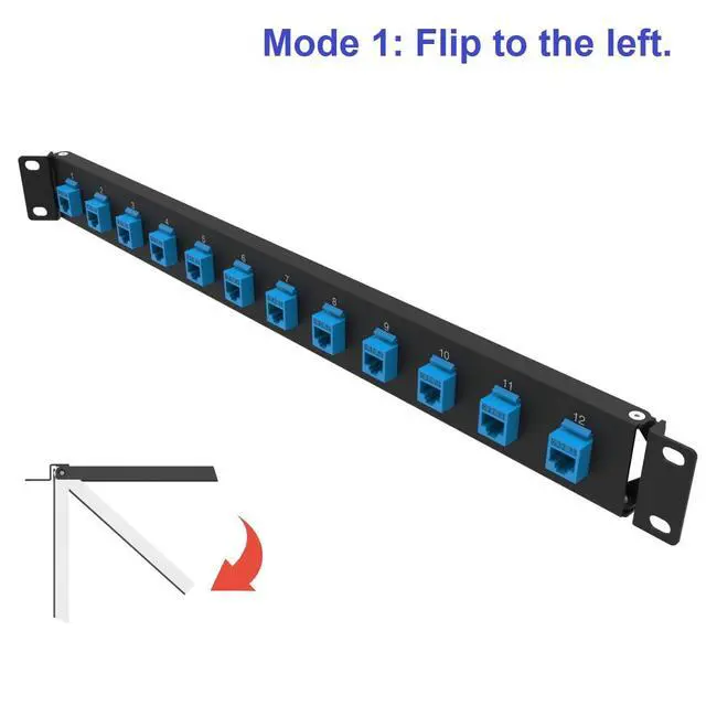 Alt view image 3 of 5 - 1U Hinged 12 Port Blank Keystone Patch Panel