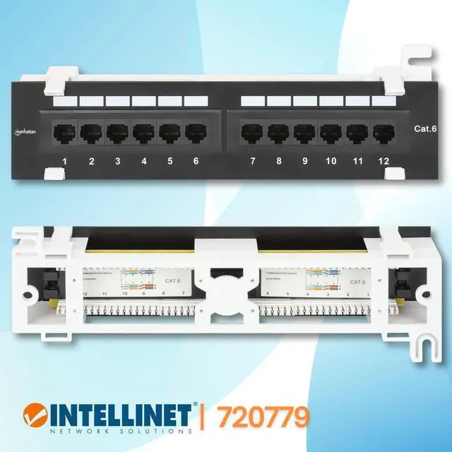 Alt view image 3 of 7 - 12-Port Network Patch Panel Cat-6 1U UL Listed - Wall Mount with 89D Bracket - Installer Grade 3µ Gold Plated Contacts - Lifetime Mfg Warranty 720779