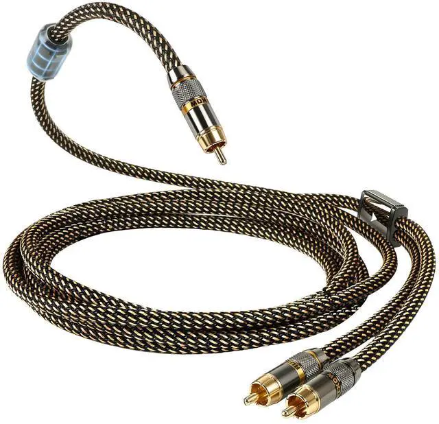 Main image of RCA Splitter 2 Male to 1 Male Cable 5N OFC Nylon Braided RCA Cable